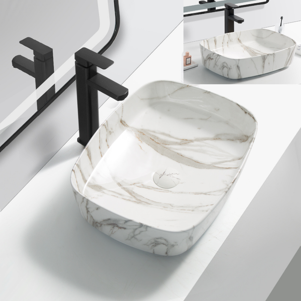 White Marble Look Art Basin