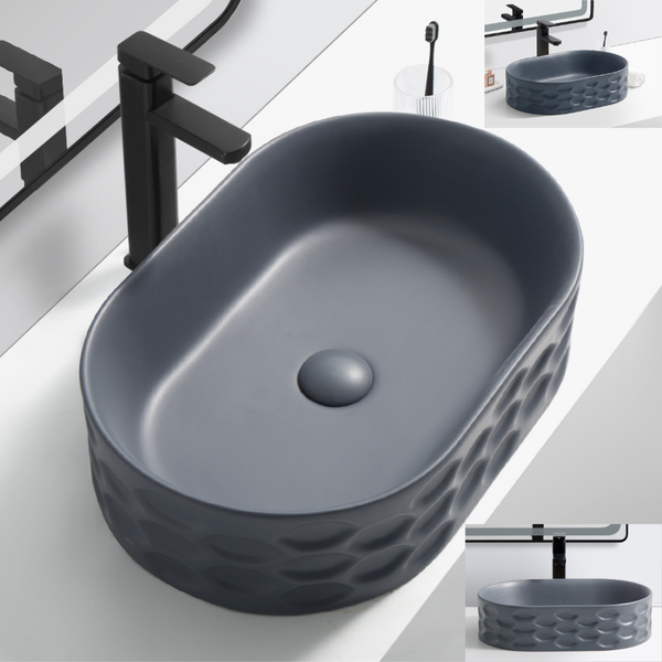 Grey oval outer designed Basin